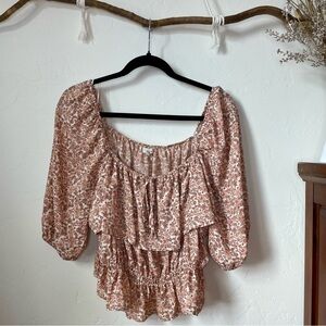 C&V Floral Ruffle Blouse